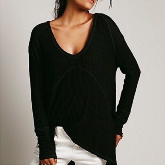 Free People Tops - Free People Intimately Oversized Thermal Long Sleeve Waffle Knit Flowy distress